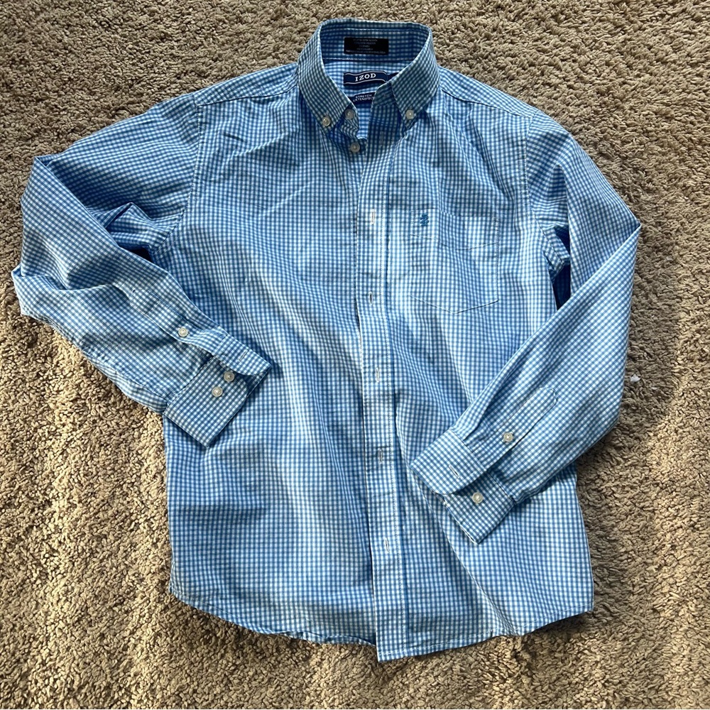 Izod Boys Light Blue Gingham Shirt